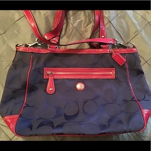 Coach blue and red handbag- used